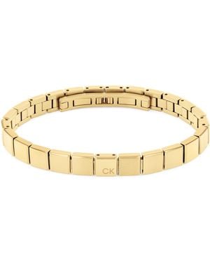 Calvin Klein Braccialetto a maglie da uomo Collezione MINIMALISTIC SQUARES in Acciaio Inossidabile o Pelle - Metallizzato