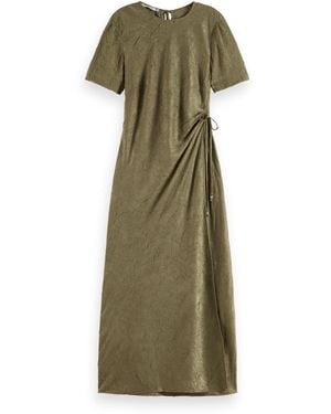 Scotch & Soda Crushed Satin Wrap Dress Casual - Green