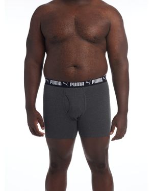 PUMA Big & Tall 3 Pack Cotton Stretch Boxer Briefs - Blue