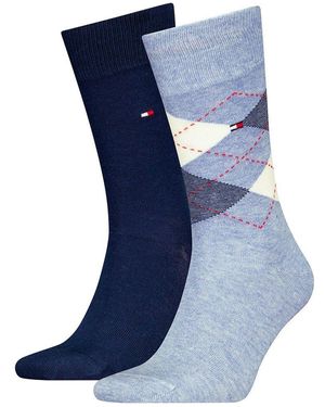Tommy Hilfiger Sock Check 2p - Blue