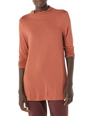 Amazon Essentials Jersey Long-sleeve Mock Neck Swing Tunic - Orange