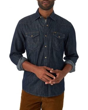 Wrangler Iconic Regular Fit Snap Shirt - Blue