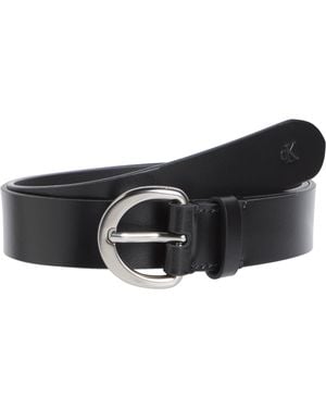 Calvin Klein Casual Pin Buckle 3 Cm Leather Belt - Black