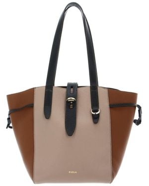Furla Net Tote Bag M Greige + Cognac h + Nero - Braun
