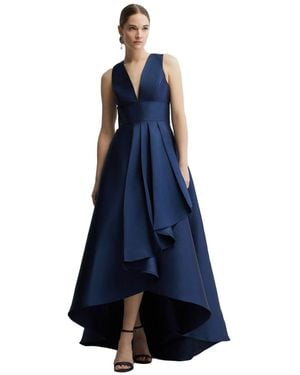 Coast Honoured Petite Sleeveless Plunge Waterfall Twill Maxi Bridesmaid Dress - Blue