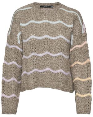 Vero Moda Vmhatty LS O-Neck Stitch Pullover Boo - Grigio