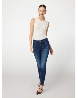 Guess Jeans skinny a vita media in misto cotone - Blu