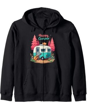 Camper Funny Camping Lovers Happy Sudadera con Capucha - Azul