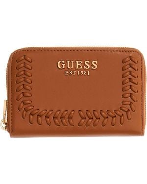 Guess Tatum SLG Zip Around Wallet M Caramel - Marrone
