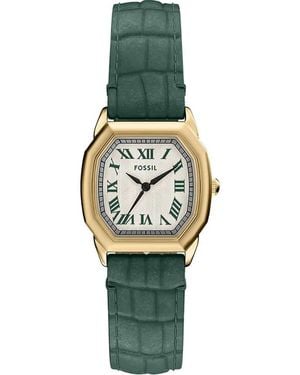 Fossil Harlow Croc Embossed Leather Strap Watch, 27Mm - Green