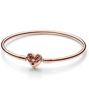 PANDORA Moments Heart & Butterfly Bangle 582594c01-17 - Brown