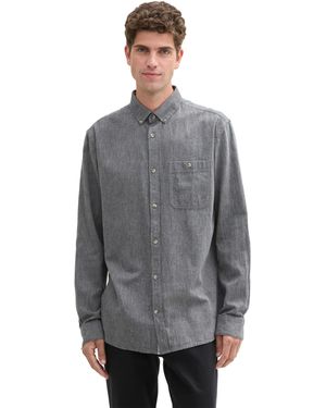 Tom Tailor Comfort Fit Hemd mit Brusttasche - Grau