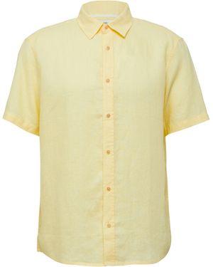 S.oliver Regular Fit: Leichtes Kurzarmhemd aus 100% Leinen hellgelb XXL