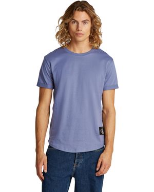 Calvin Klein Calvin Klein T-Shirt Kurzarm Badge Turn Up Sleeve aus Baumwolle - Blau