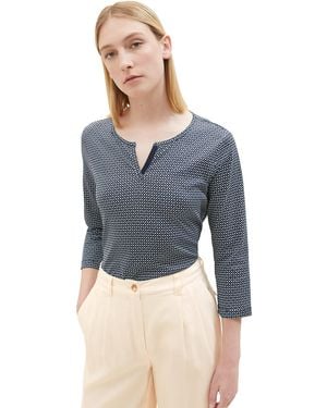 Tom Tailor 1038029 T-Shirt mit 3/4-Arm & Muster - Blau