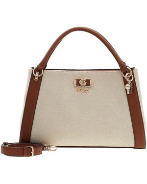 Guess Handtasche Umhängetasche Karnilla Girlfriend Satchel Natural/Cognac creme
