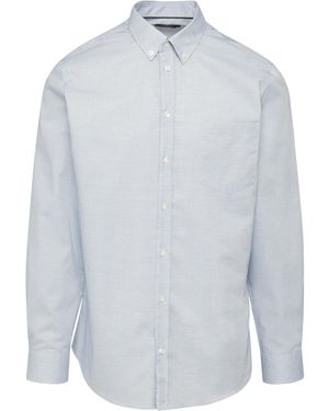 S.oliver Tailored Fit: Elastisches Baumwollhemd mit Strukturmuster Navy 42 - Weiß