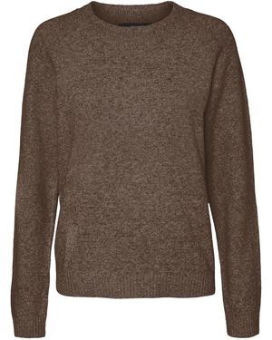 Vero Moda Vmdoffy LS O-Neck Blouse Ga Noos Maglione - Marrone
