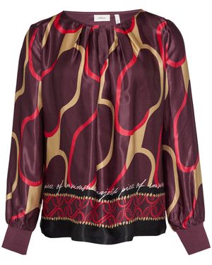 S.oliver Shirt im Fabricmix mit Raff-Details lila 44 - Rot