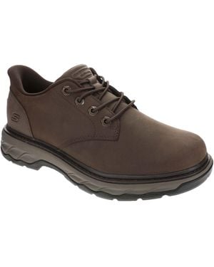 Skechers Mocassini da donna con punta tonda in pizzo elastico in pelle - Marrone