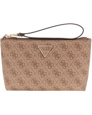 Guess Utensilientasche Laurel II Wristlet Pouch Latte Logo braun - Mettallic