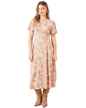 Dorothy Perkins Empire Seam Tie Back Midi Dress - Pink