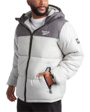 Reebok Schwerer gesteppter Puffer Parka tel - Wetterfeste Skijacke für - Grau