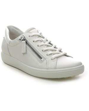 Ecco Soft 7 Lace Zip White Leather S Sneakers 490553-50696