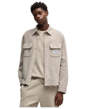 HUGO S Ekynone Logo-label Shirt In Cotton Twill - Natural