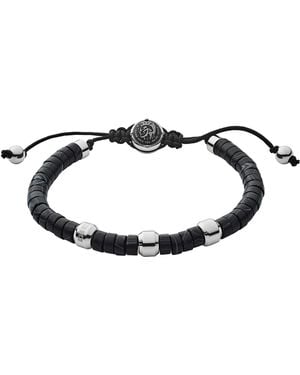 DIESEL Bracciale da Uomo in Pelle/Acciaio Inossidabile - Nero