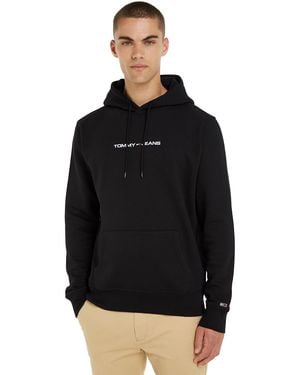 Tommy Hilfiger Felpa Uomo Regular Linear con Cappuccio - Nero