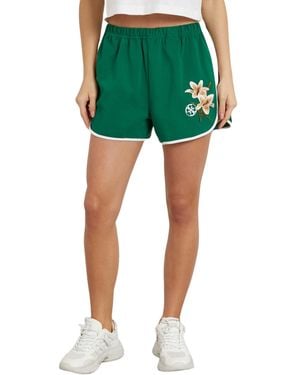 Guess Pantaloncini larghi stampati in misto cotone verde