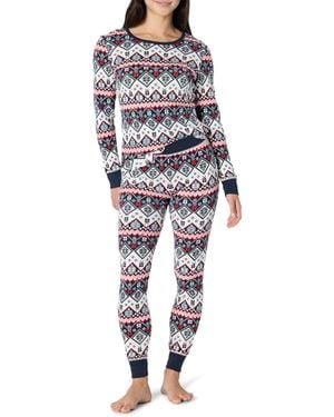 Amazon Essentials Conjunto de Pijama de Algodón Abrigado - Azul