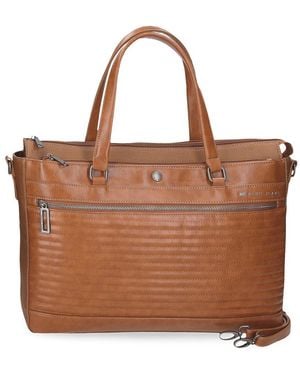 Pepe Jeans Biker Laptop Bag 15.6 Inch Brown 42x27x11cm Polyester With Faux Leather Details By Joumma Bags