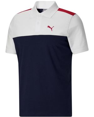 PUMA Mens Essentials Block Short Sleeve Shirt Casual Casual - Blue, White, White, Xxl