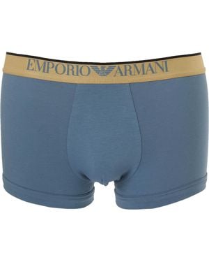 Emporio Armani Shiny Logoband Trunk Badehosen - Blau