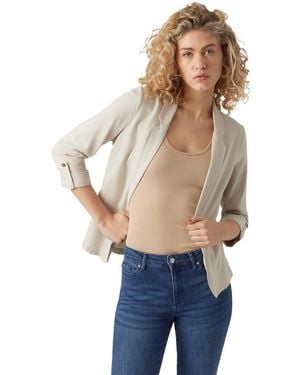 Vero Moda Linen Blend 3/4 Sleeve Jacket - Natural