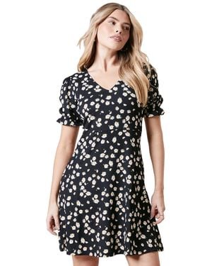 Dorothy Perkins Daisy V Neck Short Sleeve Mini Dress - Black