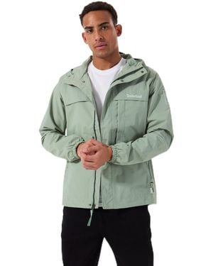 Timberland BENTON Waterproof Shell Jacket Green Colletto alto normale dritto uomo impermeabile - Verde