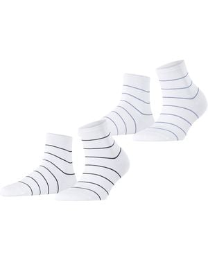 Esprit Fine Line W Sso-Pack de 2 Pares de algodón Estampado Calcetines Cortos - Blanco