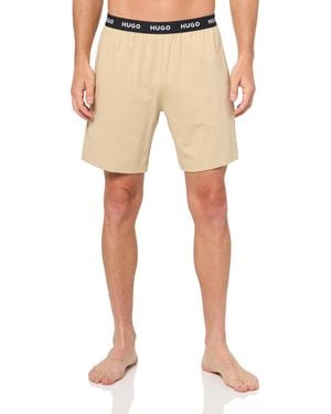 HUGO Linked Stretch Cotton Lounge Shorts Pyjama Bottom - Natural