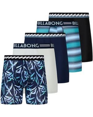 Billabong S Underwear 5 Pack Microfiber Performance Boxer Briefs For - Blue
