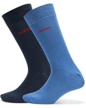 HUGO Two Pack Cotton Dress Socks - Blue