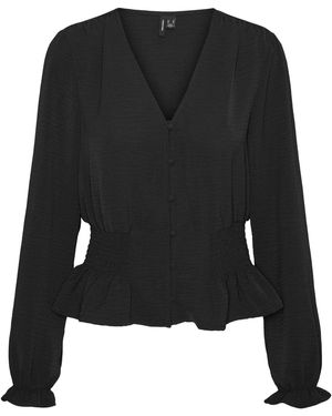 Vero Moda VMALVA L/S Smock TOP WVN GA - Schwarz