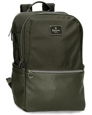 Pepe Jeans Christine Laptop Backpack 15.6 Inch Green 29x40x11cm Polyester With Faux Leather Details 15.6l By Joumma Bags