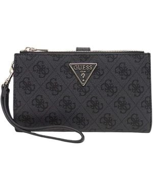 Guess Portemonnee Laurel Ii Slg Double Zip Organizer Coal Logo Donkergrijs - Zwart