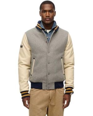 Superdry College Varsity Bomberjacke Dunkelgrau Meliert L