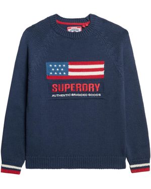 Superdry Americana Strickpullover mit Rundhalsausschnitt Finster Marineblau 36