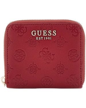 Guess Gerty Slg Small Zip Around Wallet Claret - Red