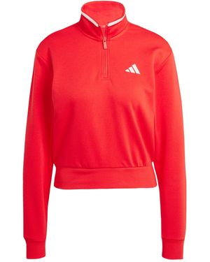 adidas Essentials Colour Pop French Terry Crop Quarter-zip Track Jacket - Red